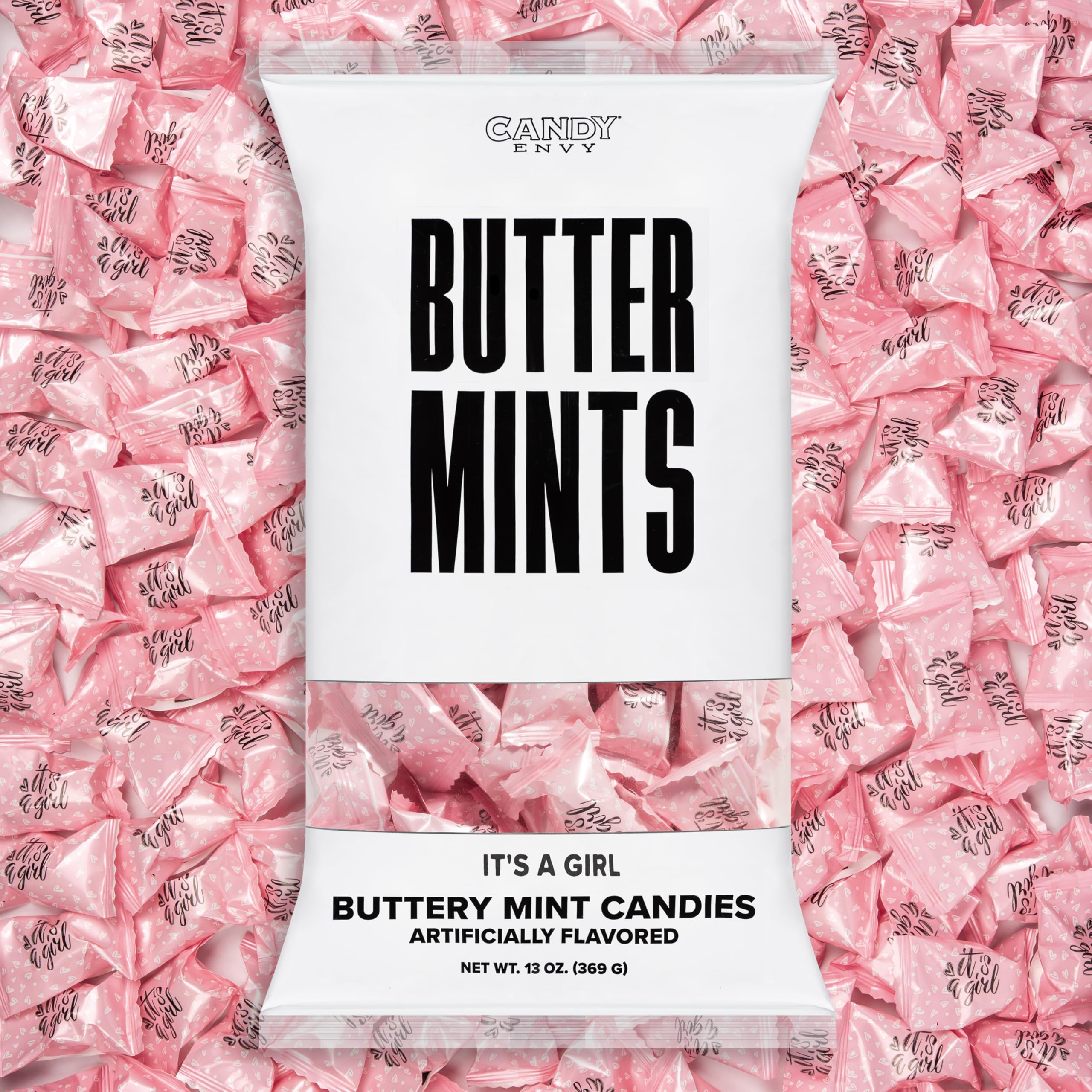 Candy Envy front packaging showing pink themed bag and quantity benefit