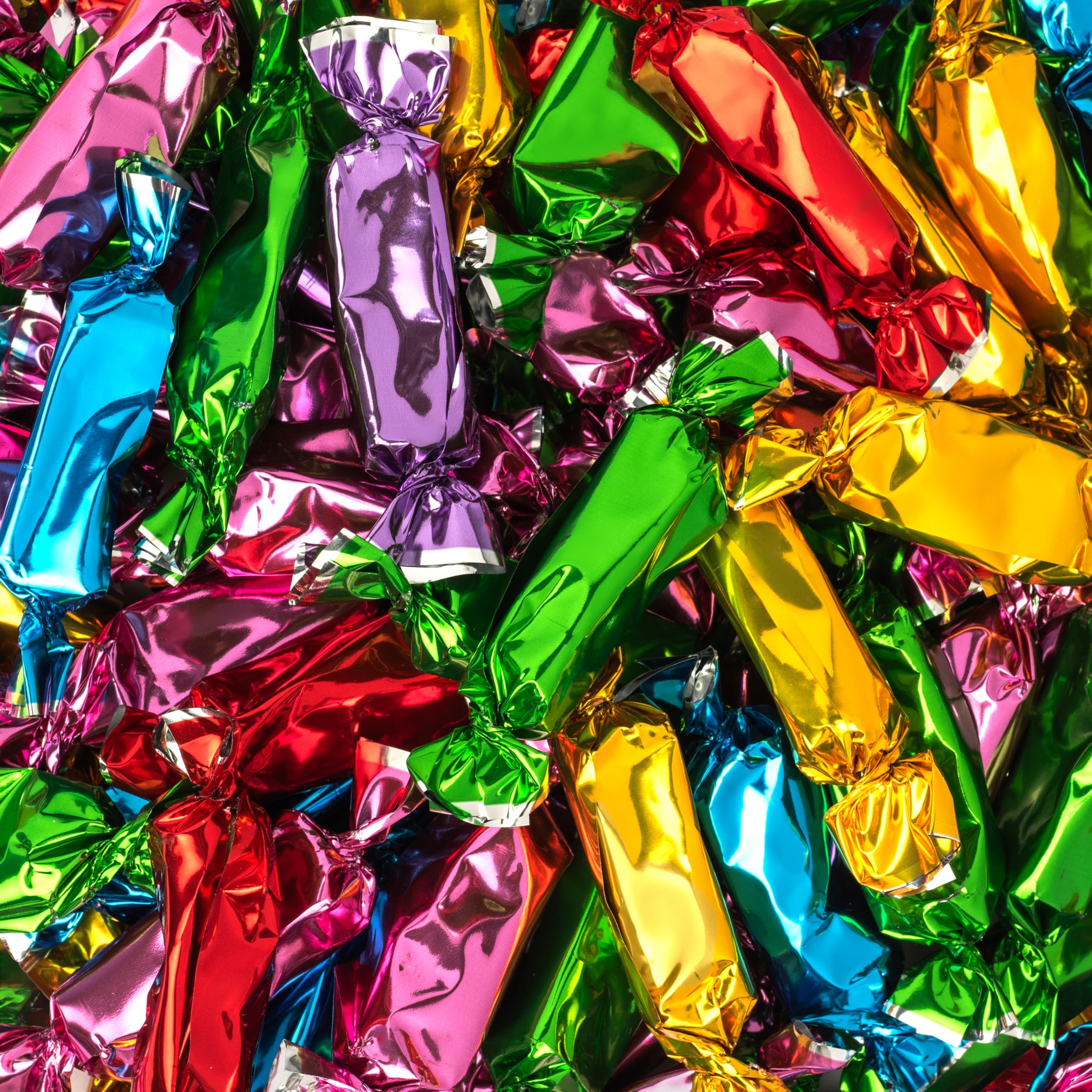 Candy Envy open bag with assorted wrapped caramels, easy access for serving