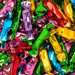 Candy Envy open bag with assorted wrapped caramels, easy access for serving