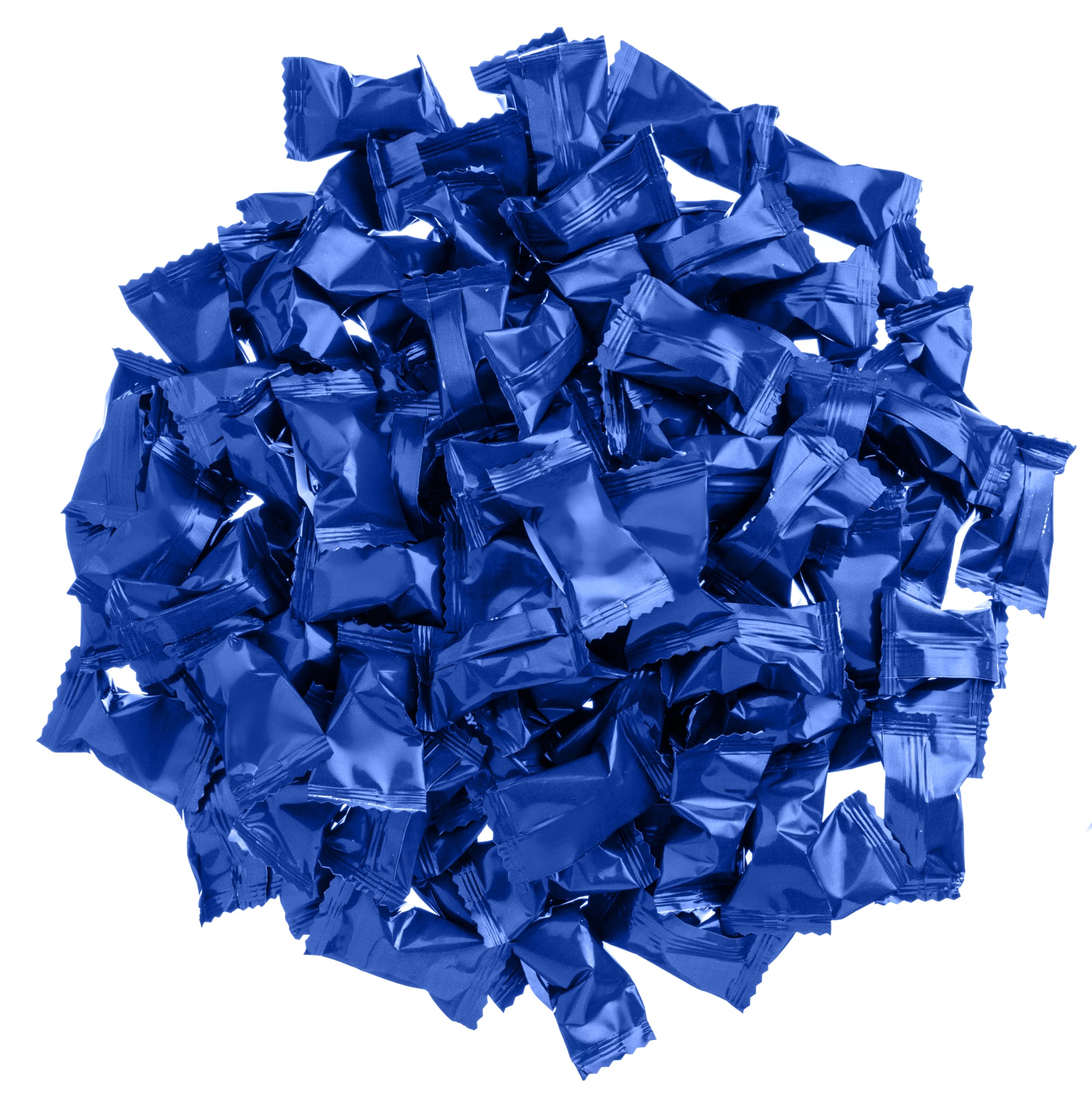 Candy Envy open blue foil revealing white mint center, showcases texture