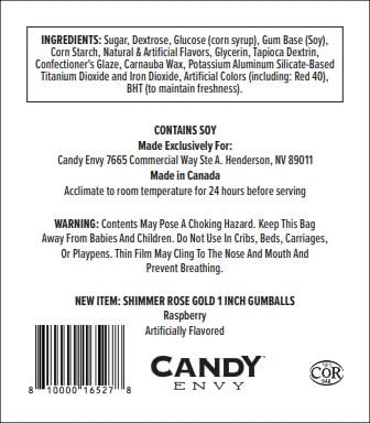 Candy Envy packaging label close-up showing COR kosher and North American made