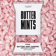 Candy Envy bag front showing pink wrapped buttermints and quantity benefit