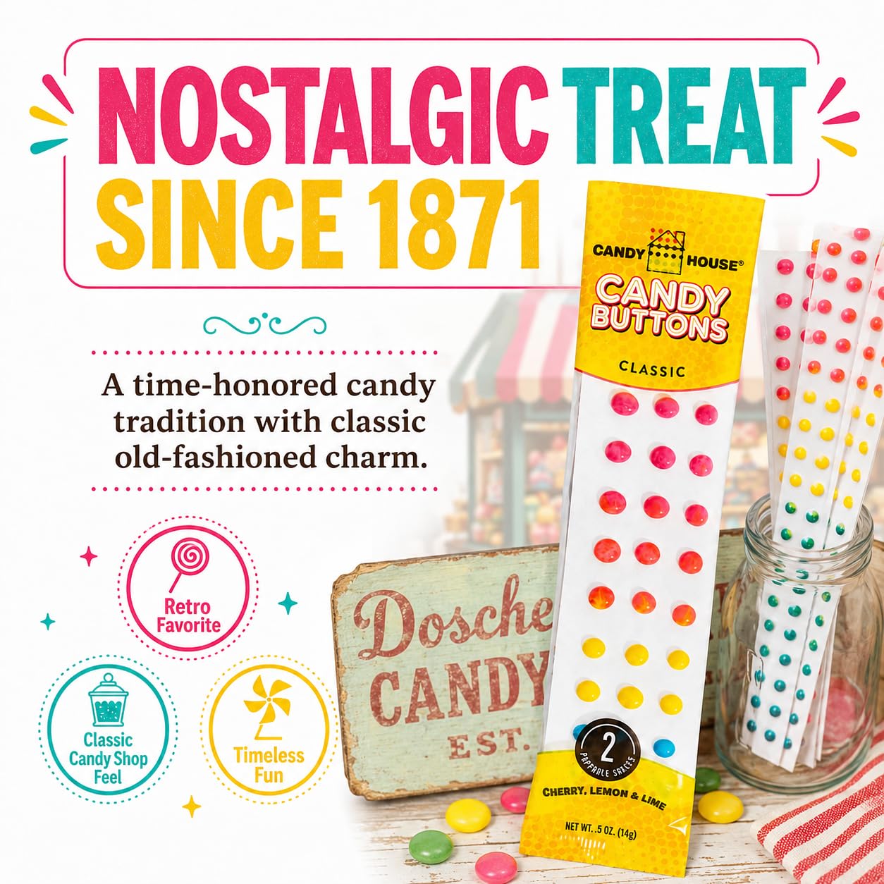 Candy House strip beside a hand for scale to show size and convenience