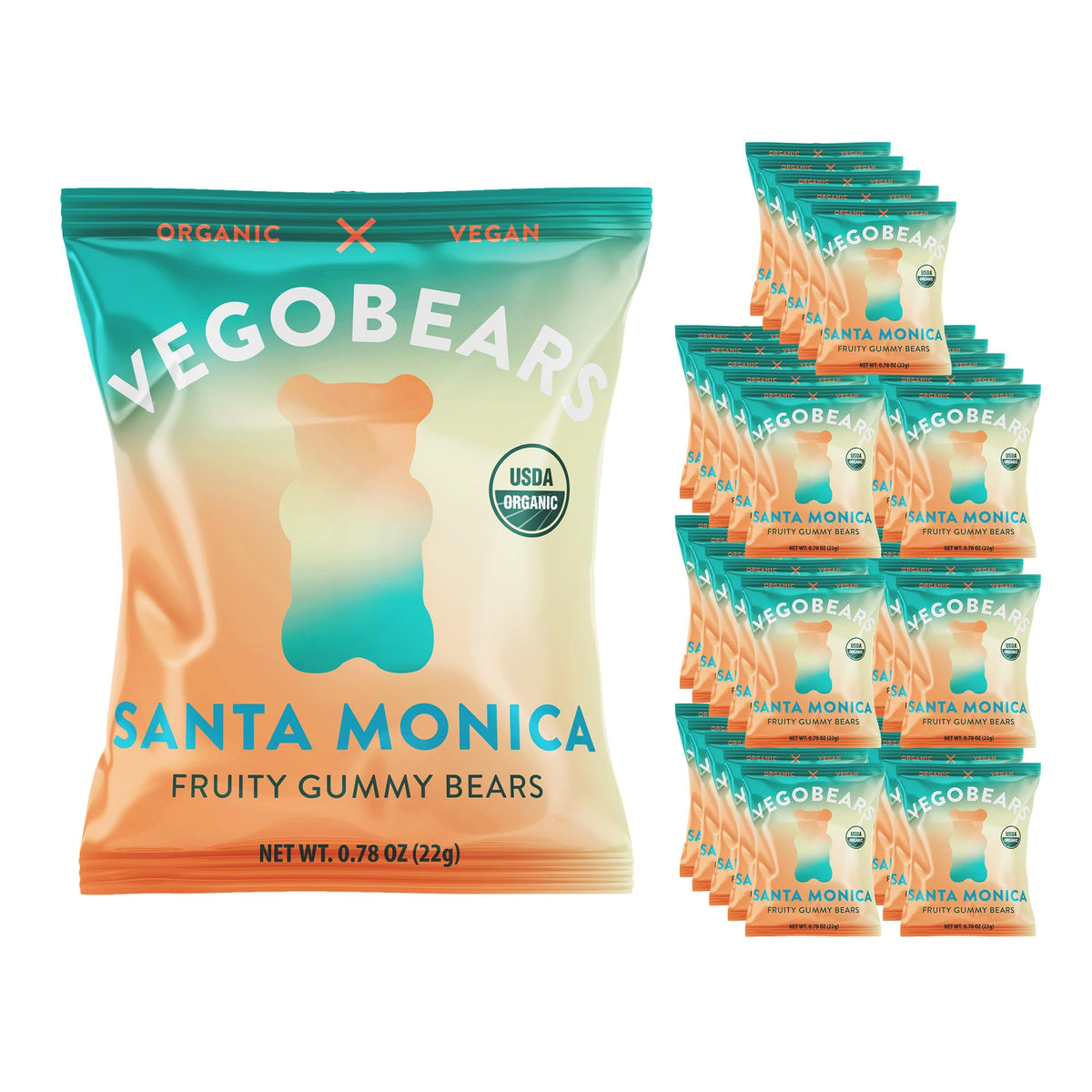 Candy People front pack showing VegoBears branding and pouch design for quick recognition