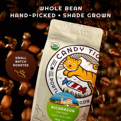 CANDY TIGER roast color detail showing light-roast beans and bright aroma