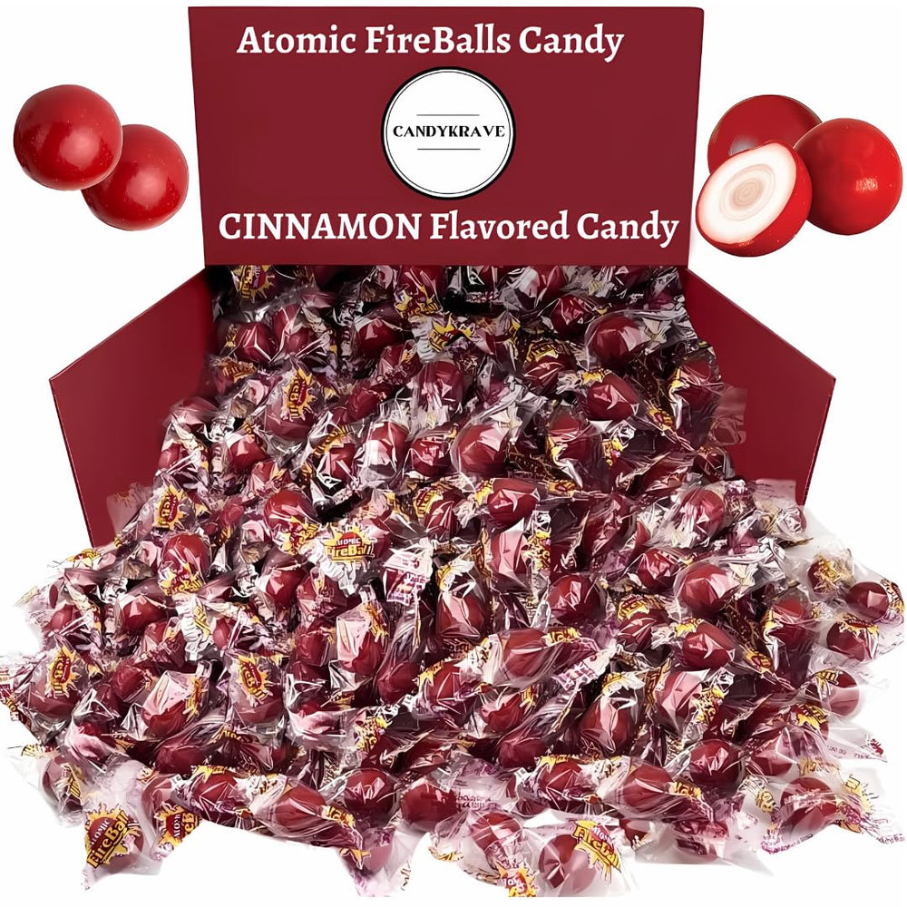 CandyKrave Atomic Fireballs front packaging shows bold cinnamon appeal and easy storage