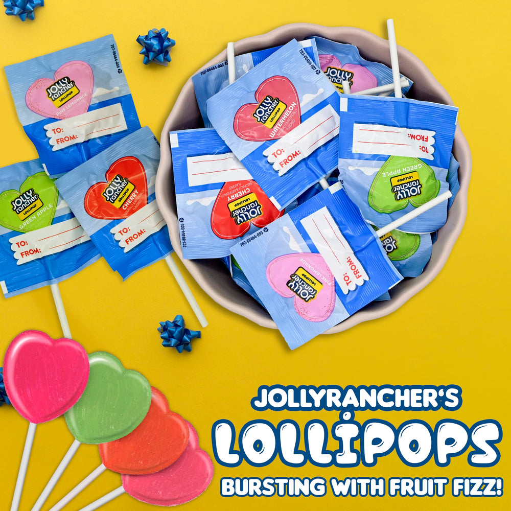 Candylish Jolly Ranchers close-up of heart lollipop texture and vibrant color showcasing bold fruit flavor