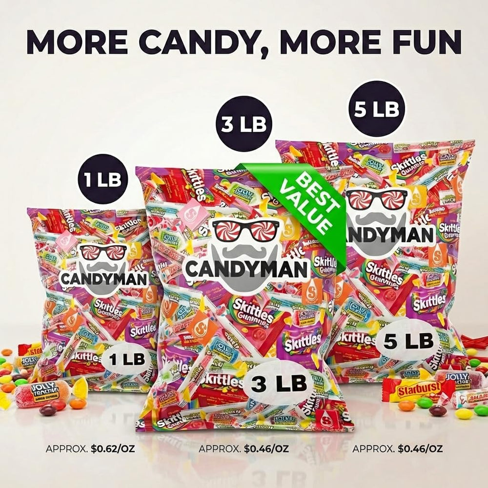 CANDYMAN individually wrapped pieces arranged to show hygiene benefit
