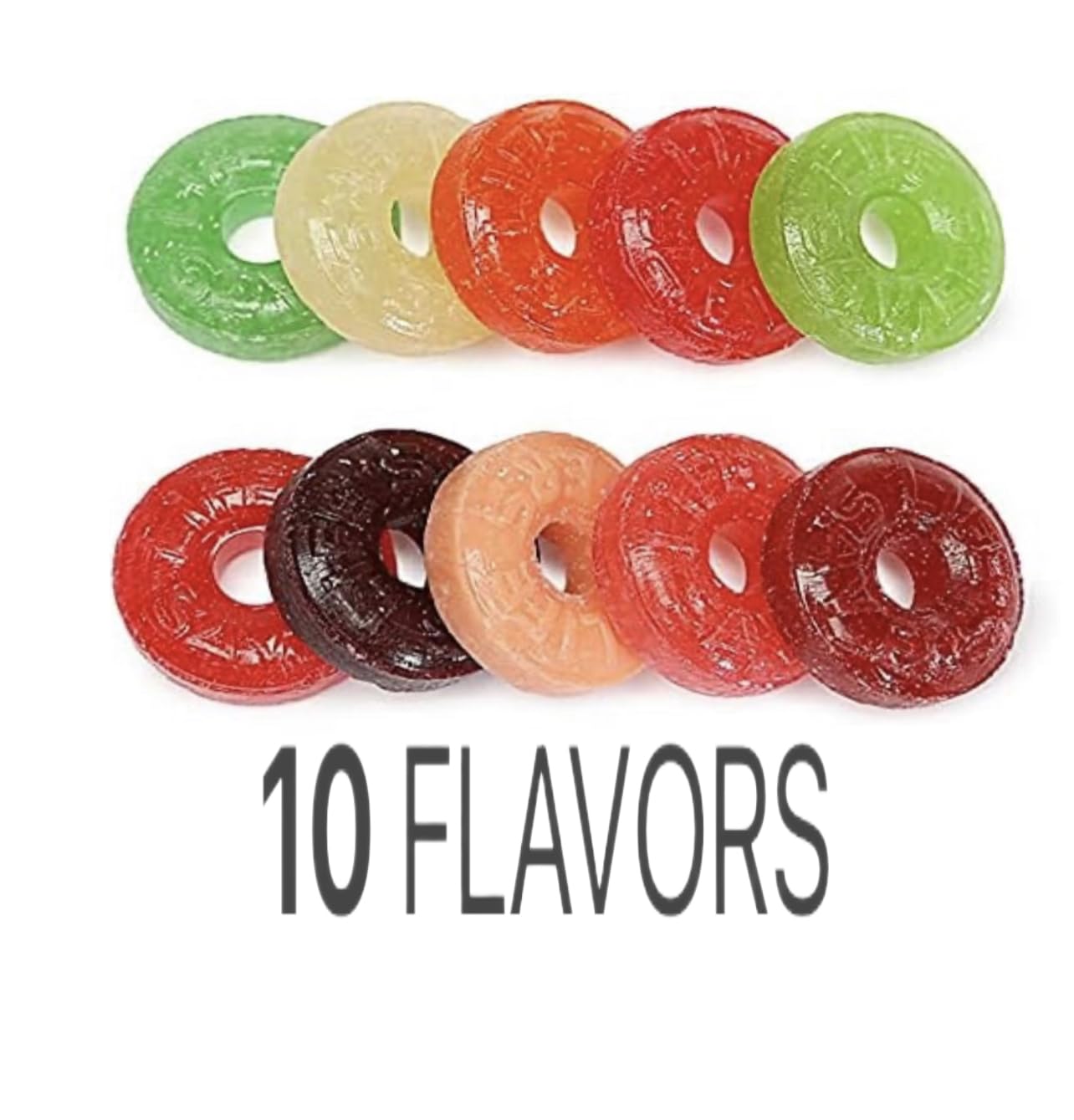 CandyRific LifeSavers label close-up showing flavor list and ingredient info