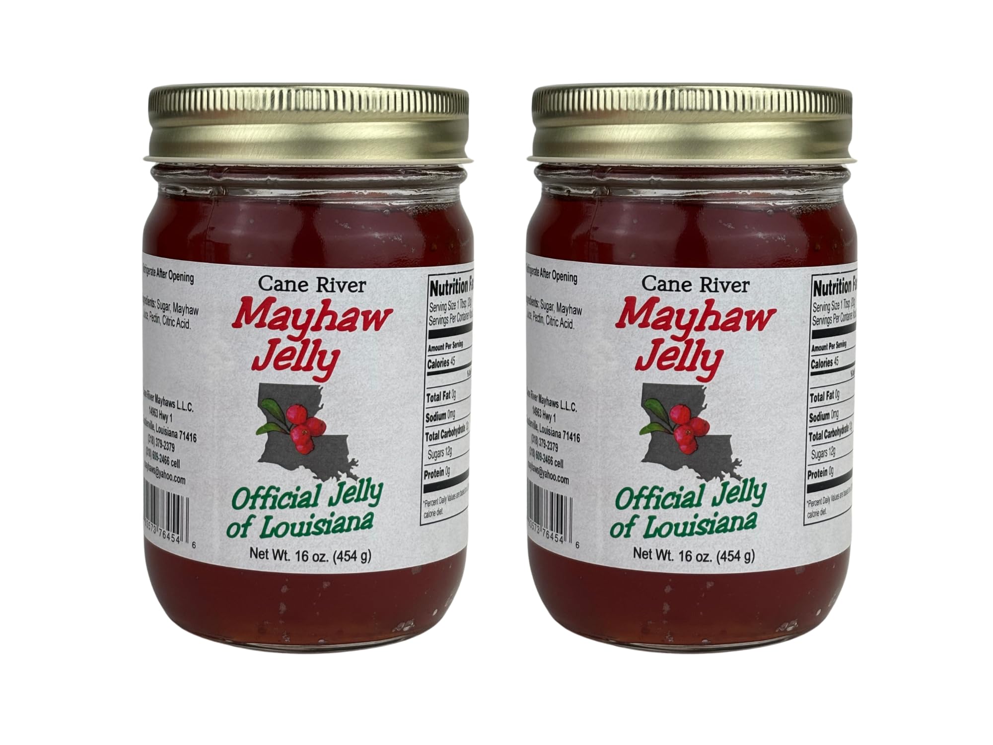 Cane River Mayhaw Jelly front jar showing rich color and premium packaging benefit