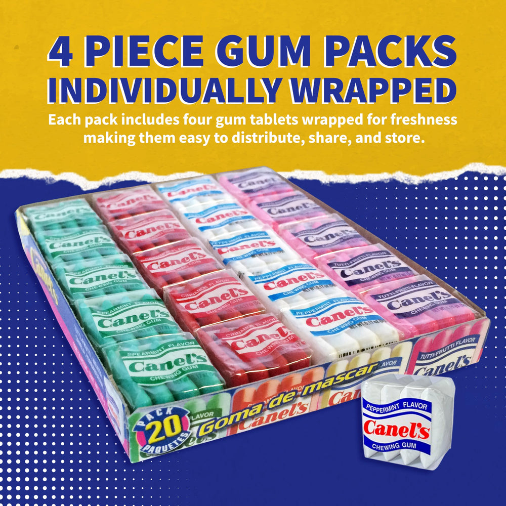 Canel’s flavor variation layout featuring colorful packs for broad appeal