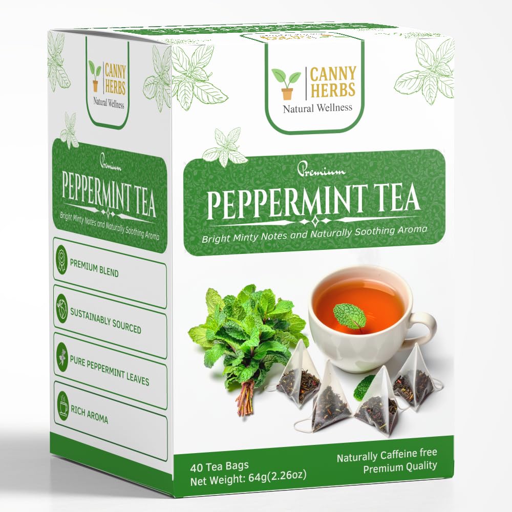 Canny Herbs teabag close-up highlighting fine mesh and consistent peppermint infusion