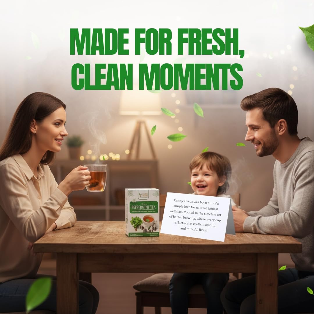 Canny Herbs teabag wrapper label detail showing ingredient clarity and convenience