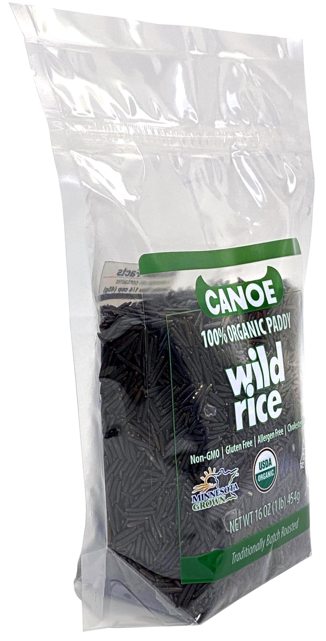 Canoe one-pound bag next to measuring cup showing portion and scale benefit