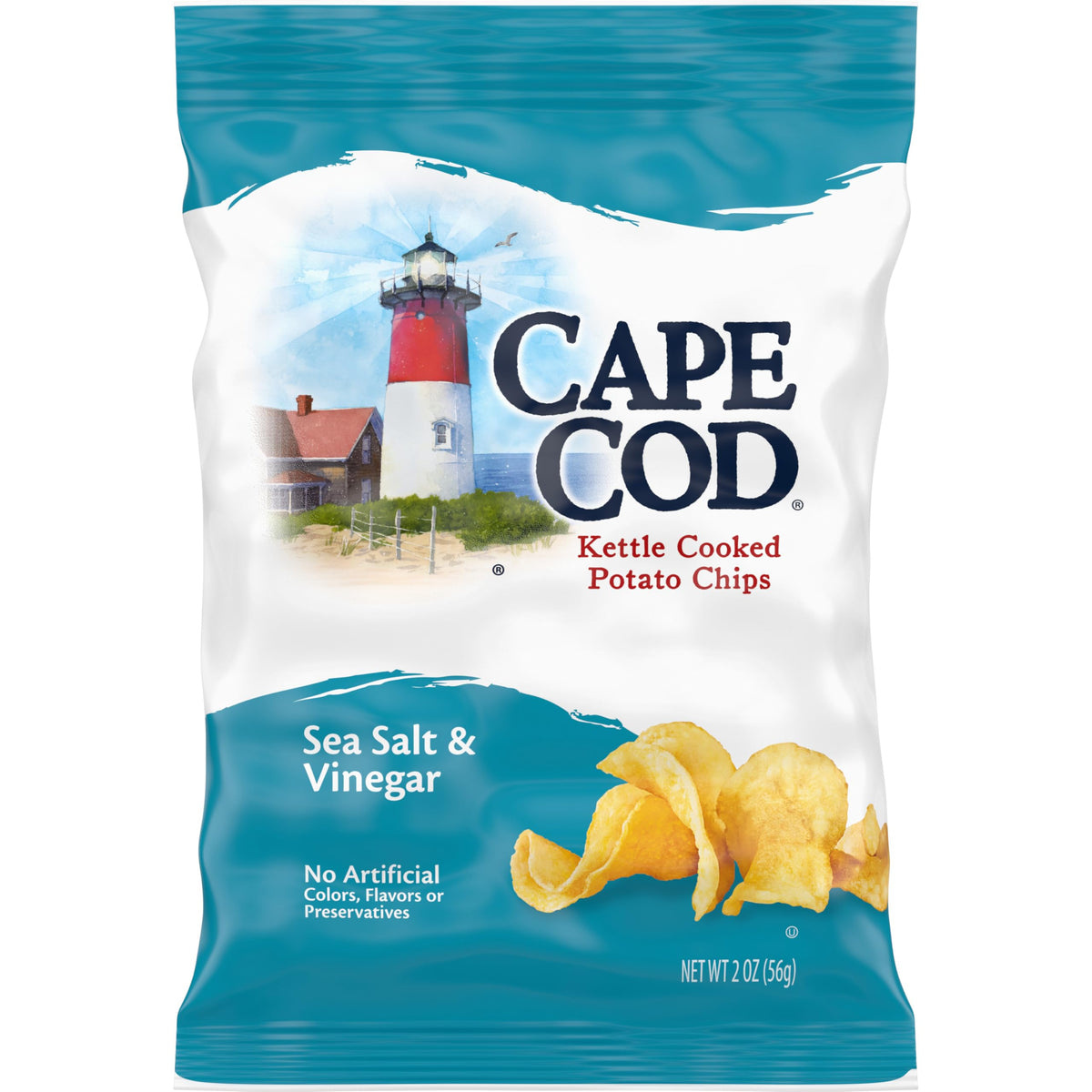 Cape Cod front packaging showing sea salt and vinegar for quick purchase benefit
