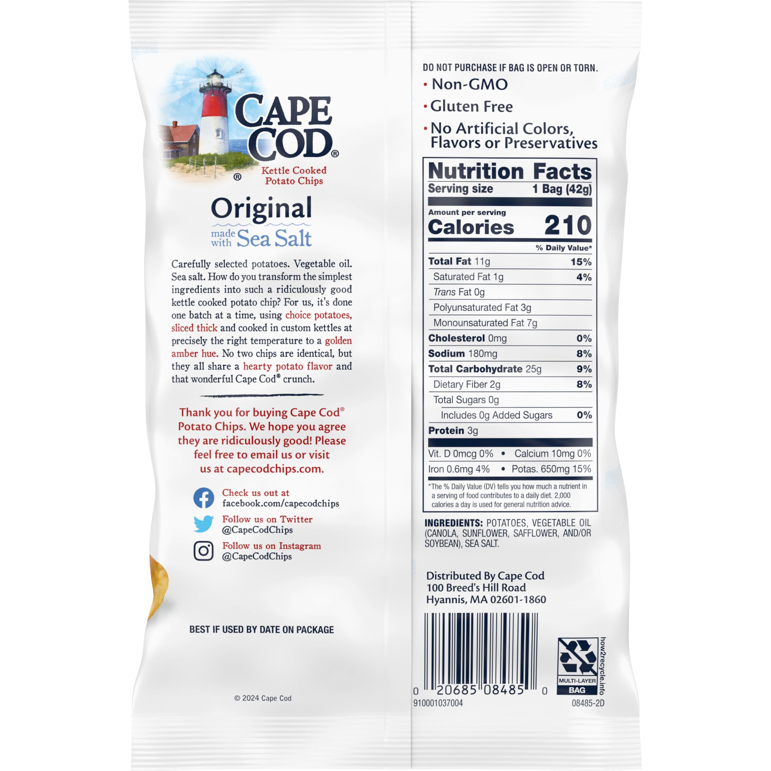 Cape Cod snack bag inside lunchbox for portable convenience