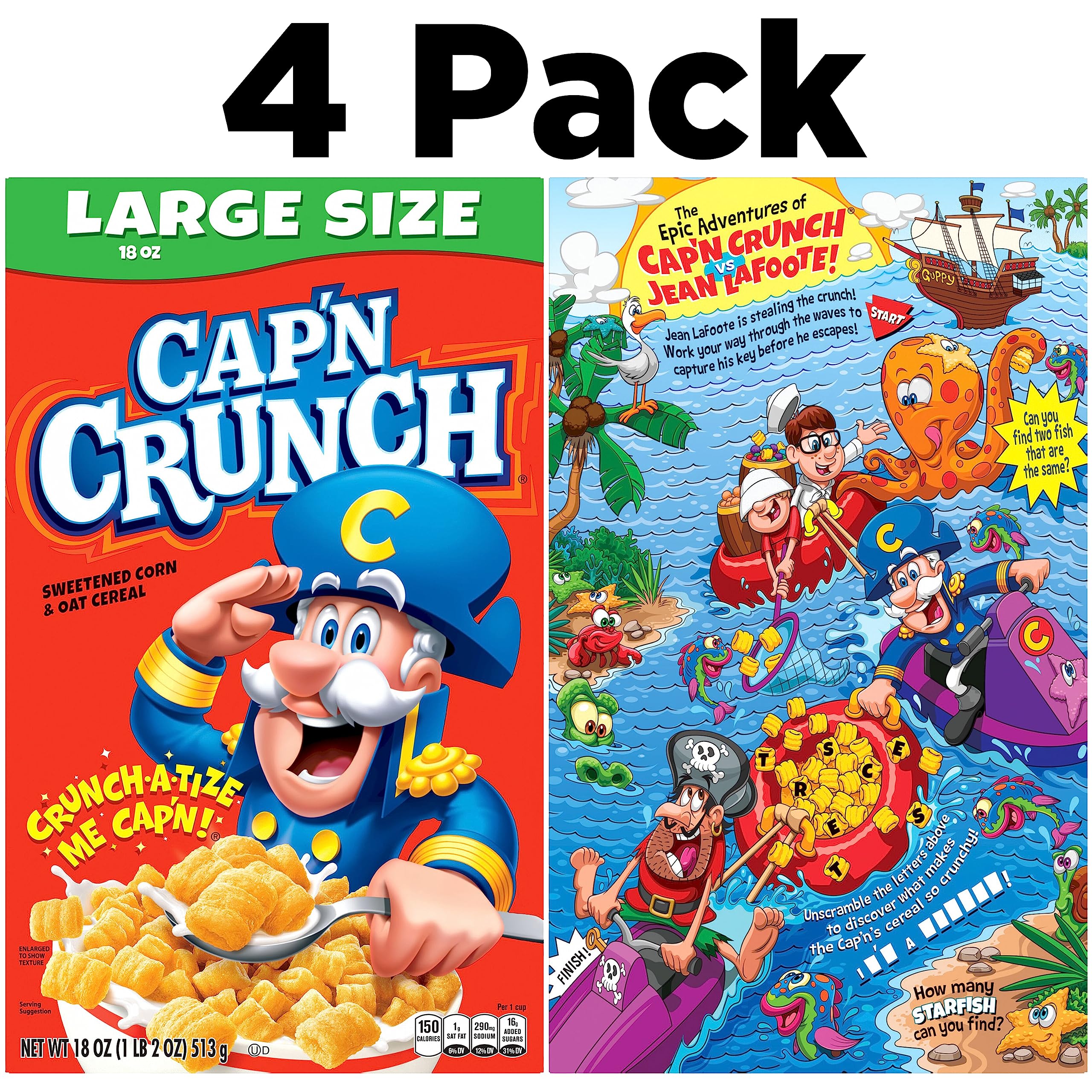 Cap'n Crunch close-up of golden crunch squares highlighting crisp texture