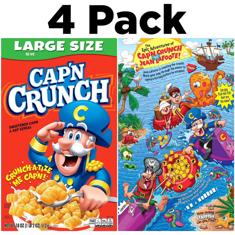 Cap'n Crunch close-up of golden crunch squares highlighting crisp texture