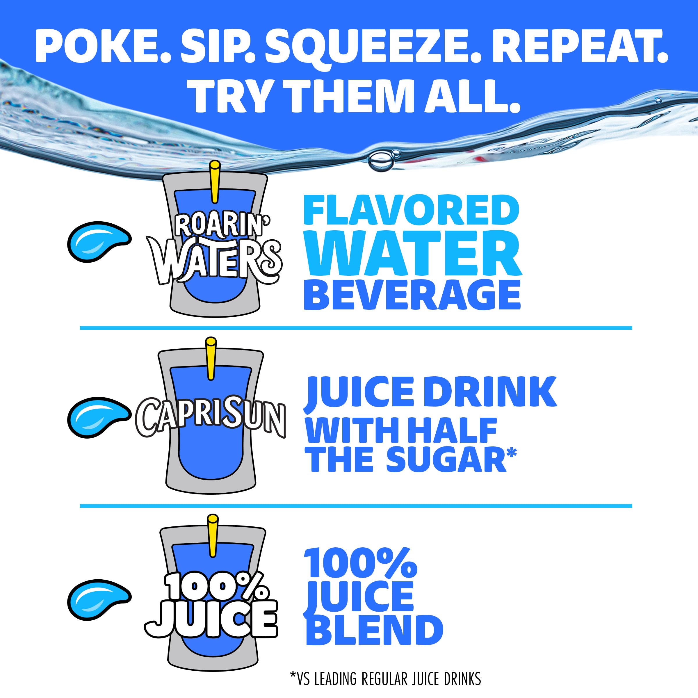 Capri Sun pouch in hand showing convenient single-serve portion size