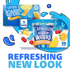 Capri Sun tropical punch pouch close-up showing vibrant flavor appeal