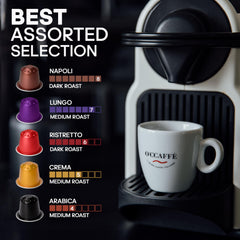 Capsucup pods arranged in a tray displaying different blends clearly