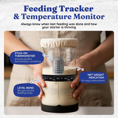 Captain Sourpants thermometer strip on jar showing temperature monitoring