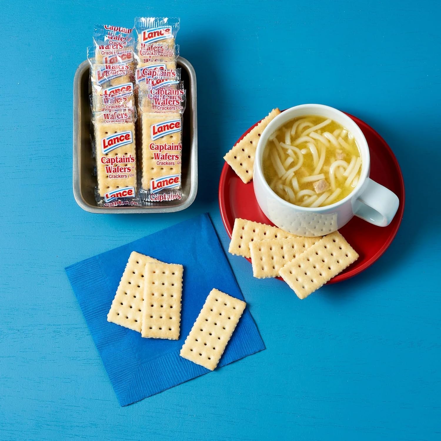 Captain's Wafers two crackers on scale illustrating portion control