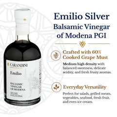 Carandini label close-up highlighting PGI seal and authenticity benefit