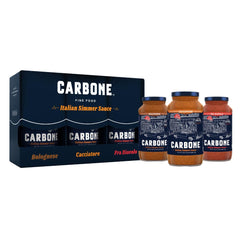 Carbone variety pack front packaging shows three jars and premium look