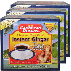 Caribbean Dreams front packaging showing sachets and bold ginger flavor, convenient supply