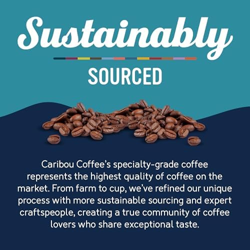 Caribou Coffee 20 ounce bag beside household items to show scale and portioning