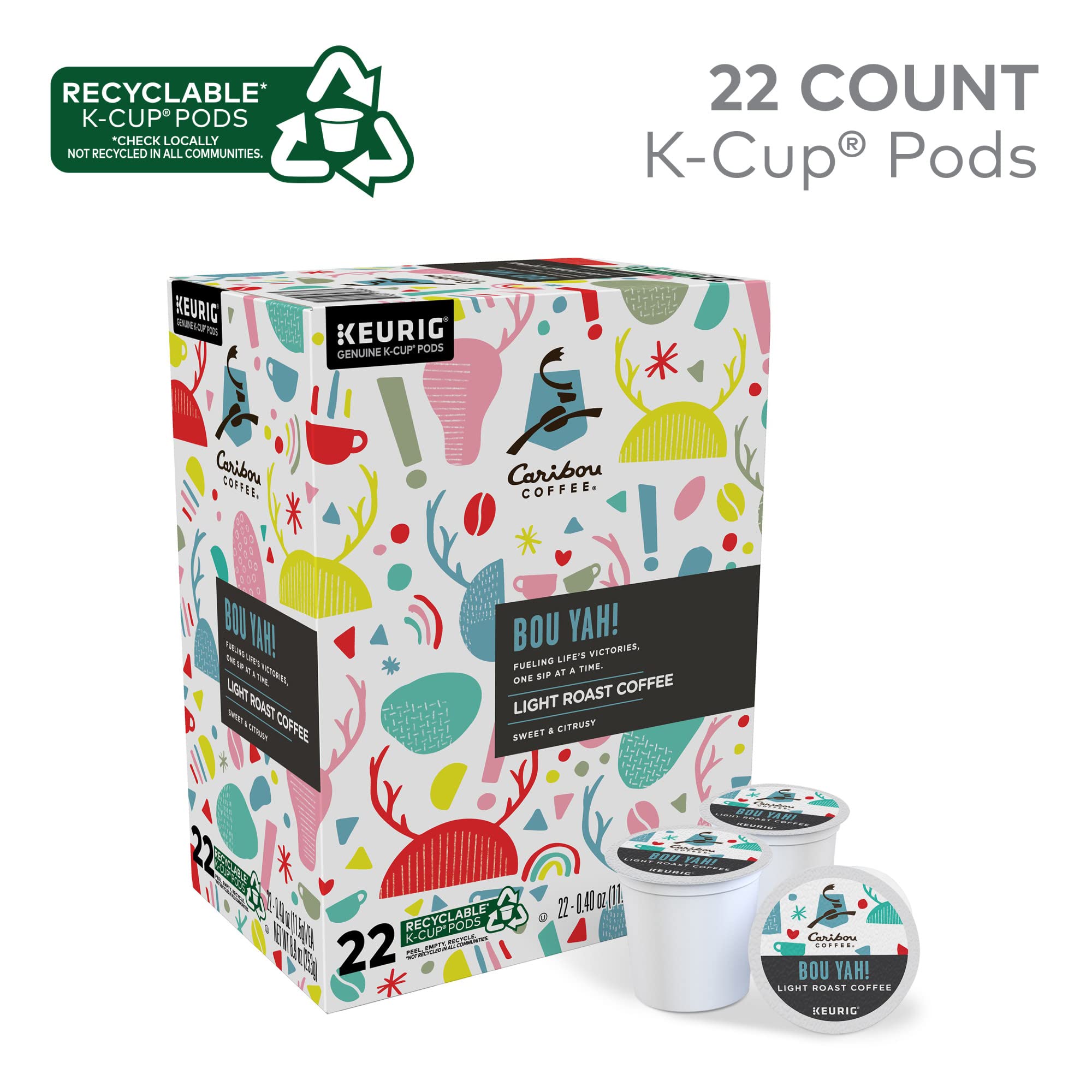 Close-up Caribou Coffee K-Cup pod sealing for freshness benefit