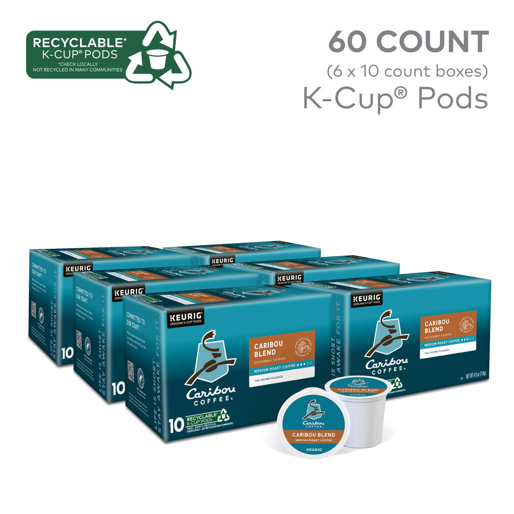 Caribou Coffee roasted beans texture emphasizing rich Indonesian and Latin American balance