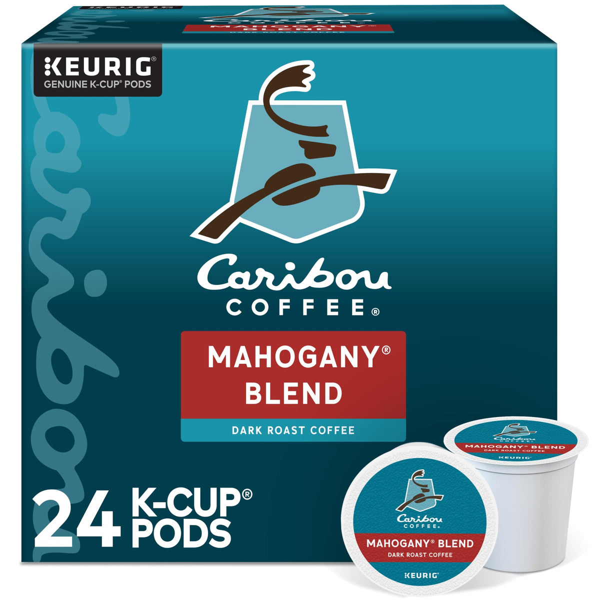Caribou Coffee Mahogany front packaging showing product and roast