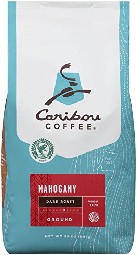 Caribou Coffee Mahogany front packaging showing bold 20 oz bag and blend name benefit clarity