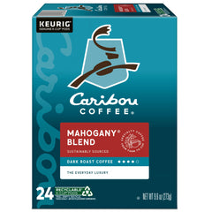 Caribou Coffee Mahogany K-Cup close-up displaying pod detail and convenience