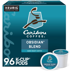 Caribou Coffee Obsidian front packaging showing 96-count and benefits