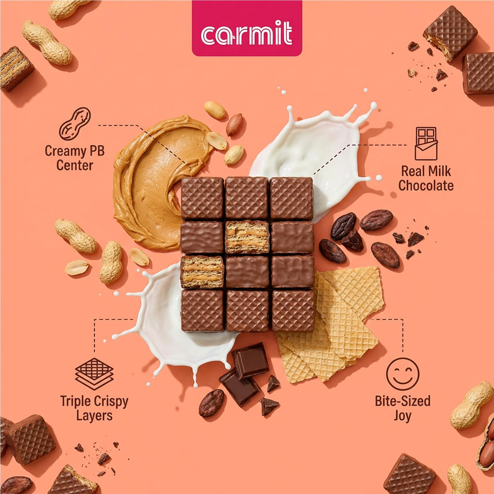 Carmit cross section showing wafer layers and peanut butter filling