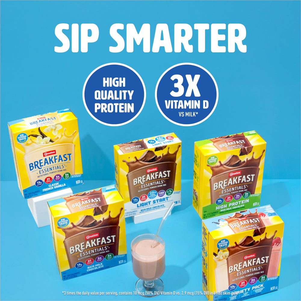Carnation Breakfast Essentials powder close-up texture for easy mixing and scoop consistency