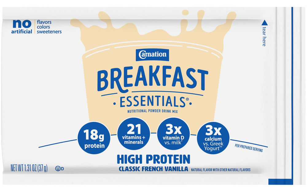 Blender with Carnation Breakfast Essentials vanilla smoothie, fast nutritious blending