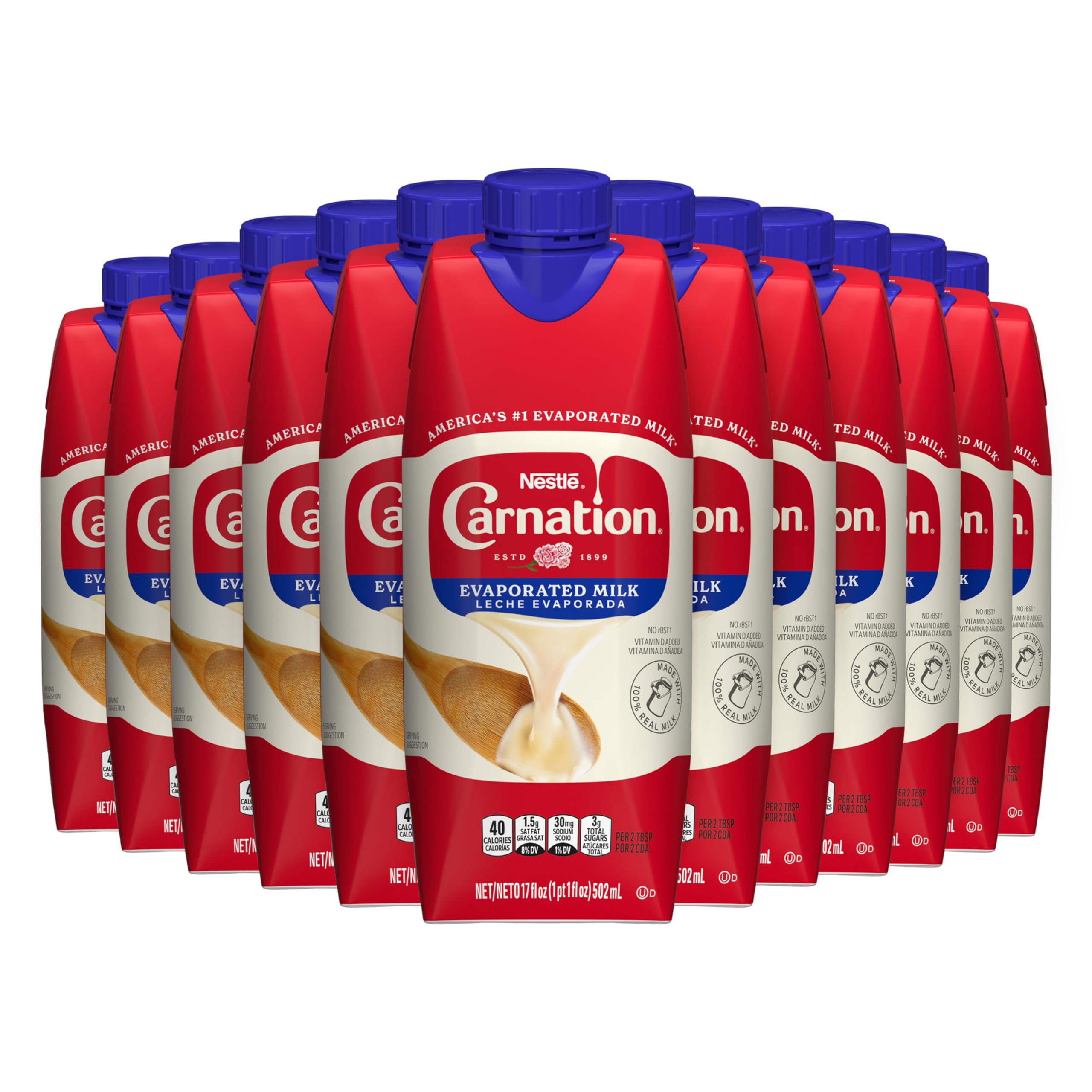 Carnation front packaging showing brand and carton for pantry convenience