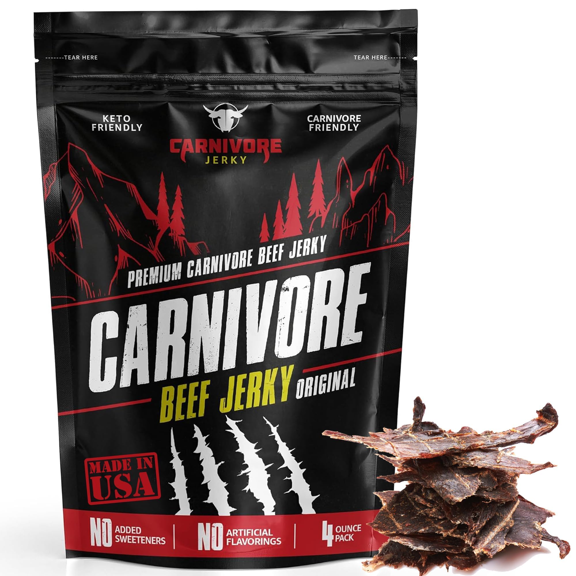 Carnivore Electrolytes front pouch view showing clean label and resealable benefit