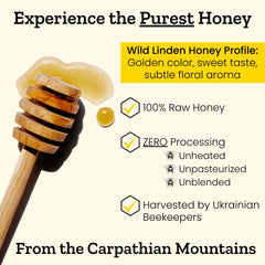 Carpathian Healer honey drizzle over spoon showing smooth pour for easy use