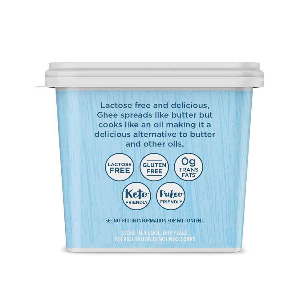 Carrington Farms open ghee jar showing creamy texture and easy scooping benefit