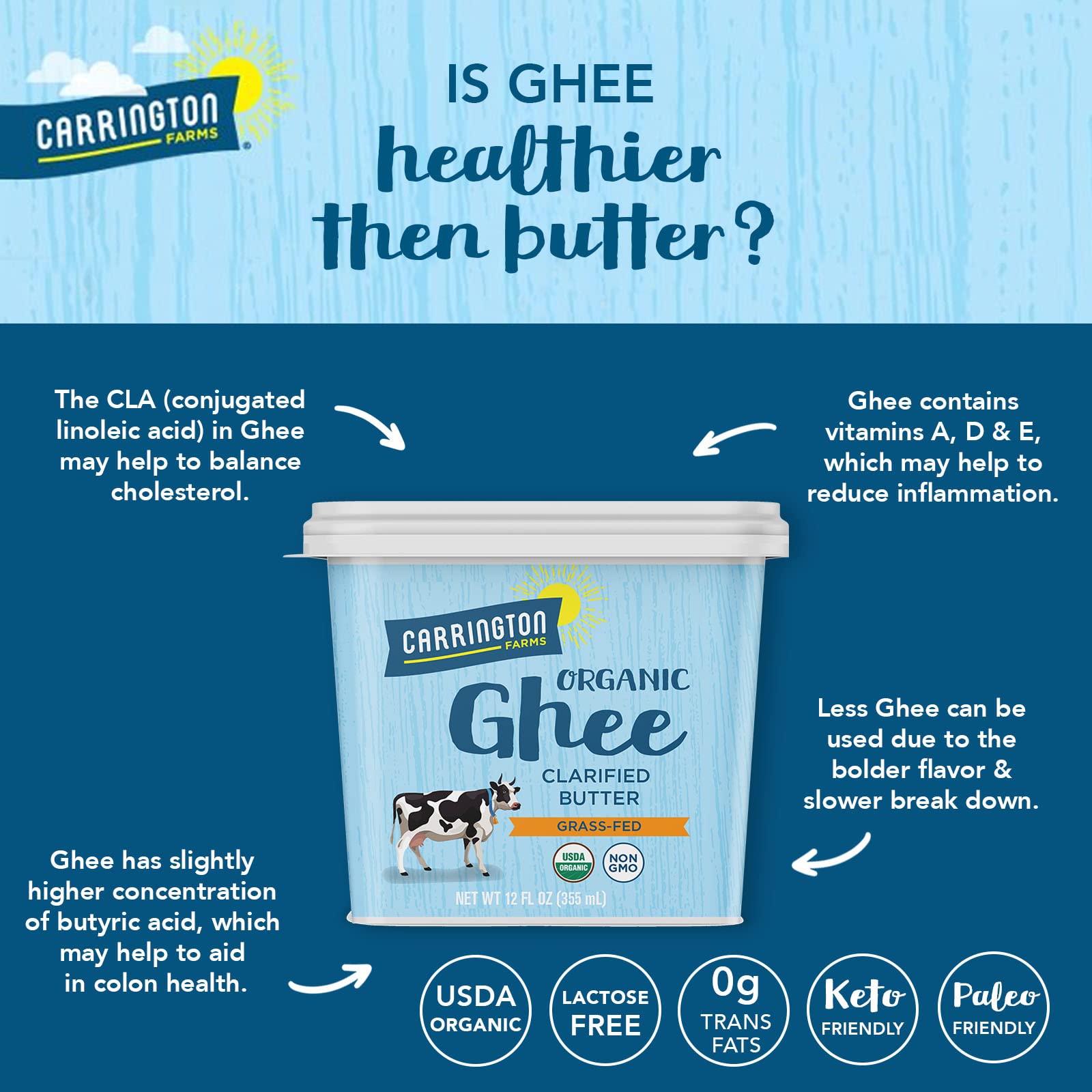 Carrington Farms ghee tossed with roasted vegetables for golden flavor boost