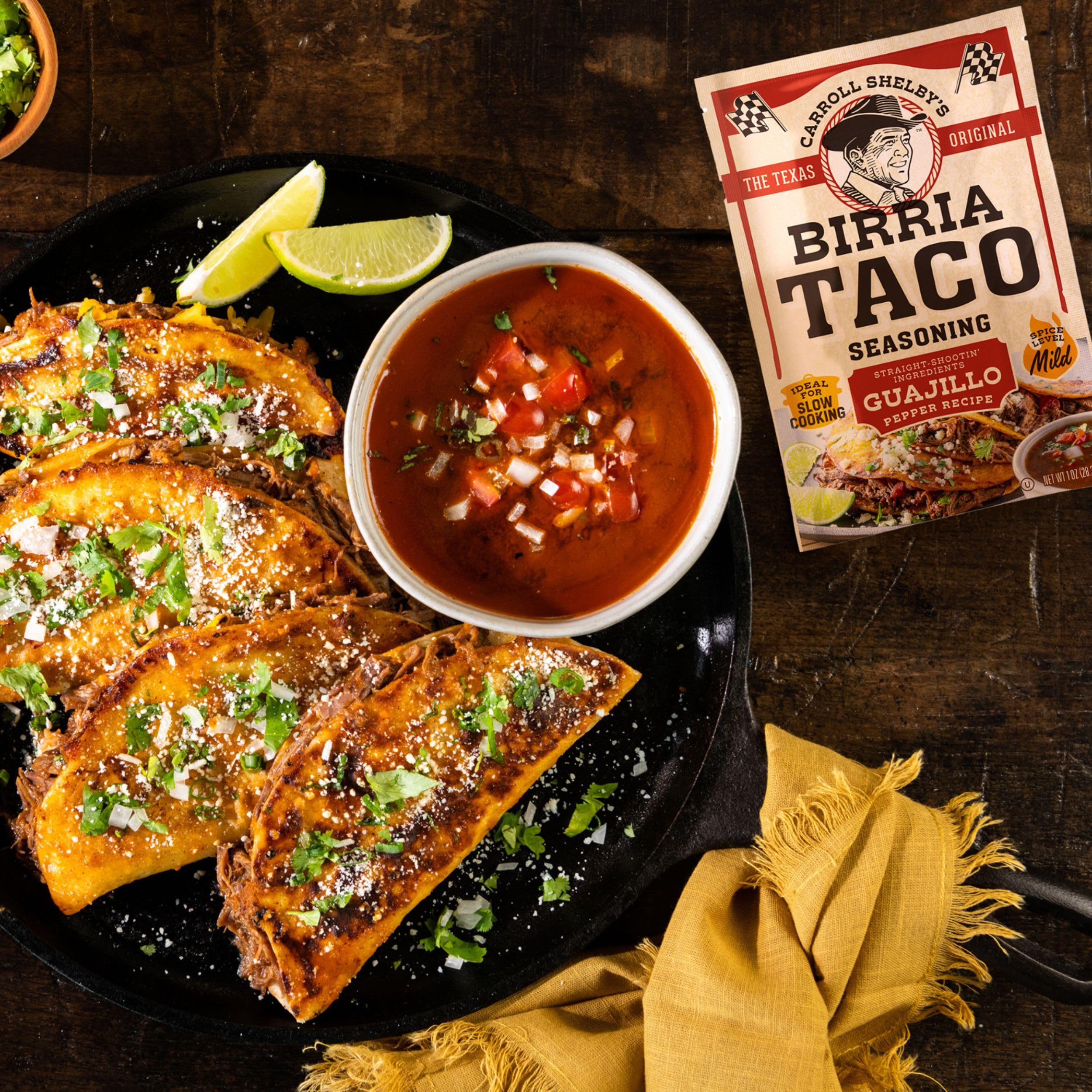Carroll Shelby's guajillo chiles and spices spread illustrating authentic ingredients