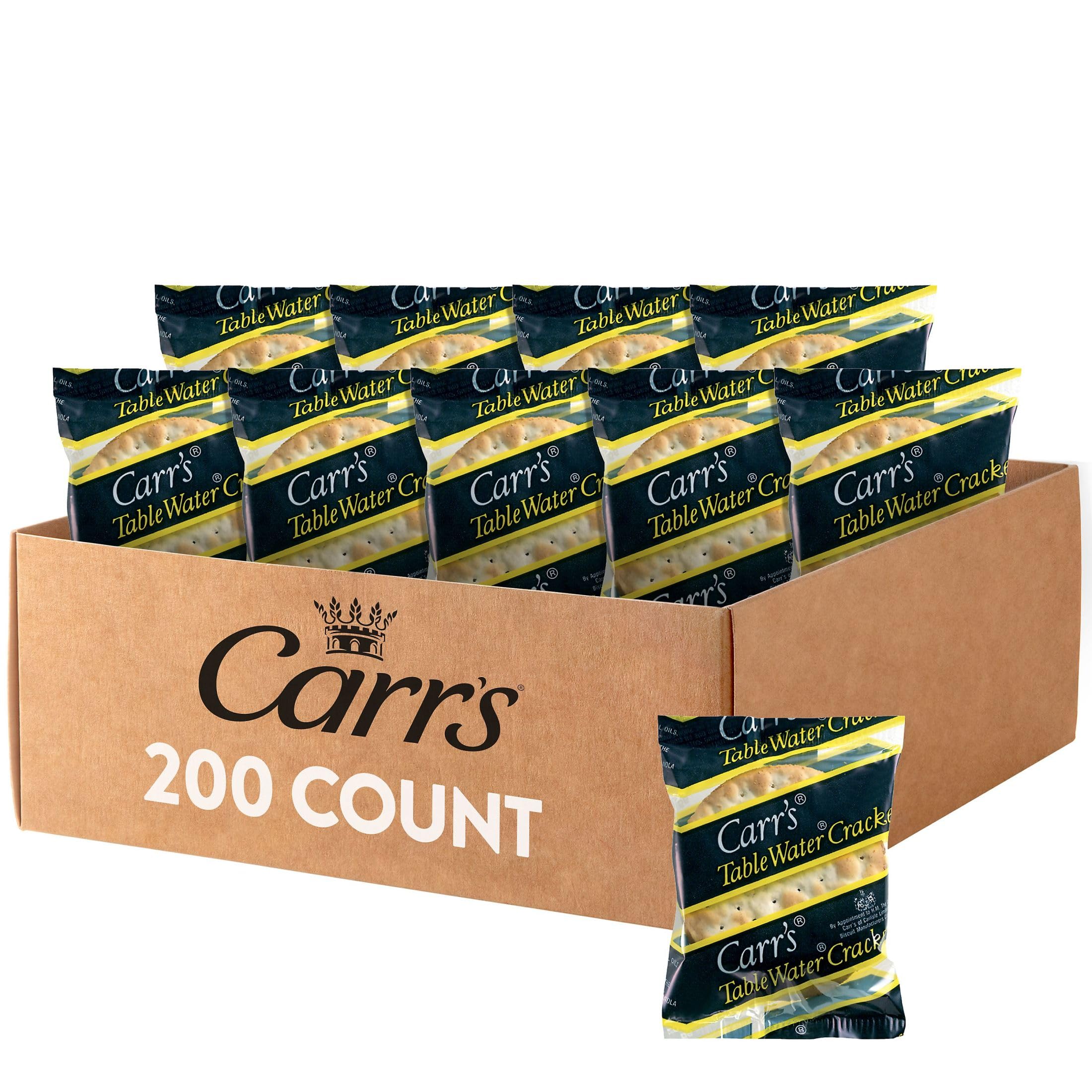 Carr's front packaging showing case label and product count benefits portion control