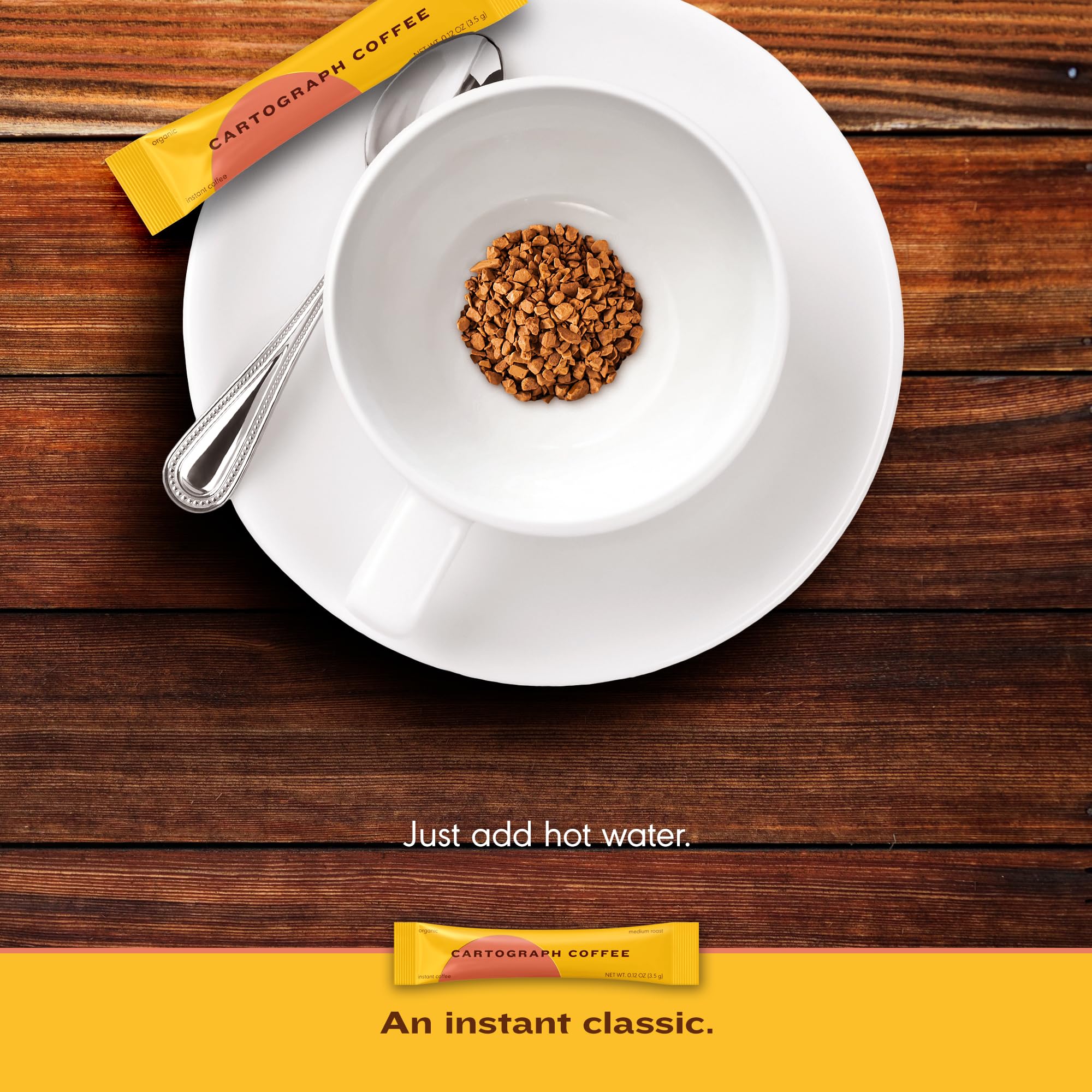 CARTOGRAPH COFFEE sticks next to everyday items showing compact size and travel-friendly benefit