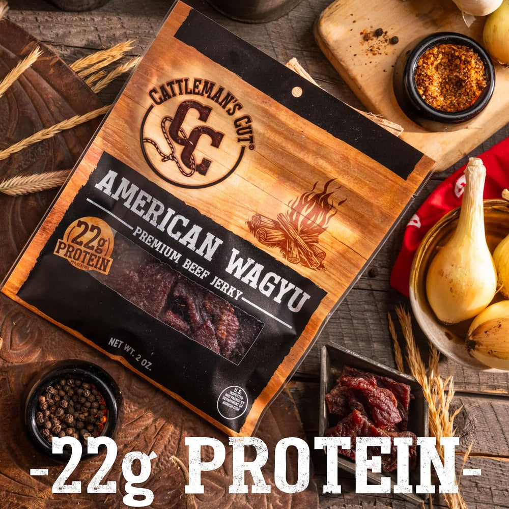 CATTLEMAN'S CUT open bag revealing thick-cut pieces for easy on-the-go snacking