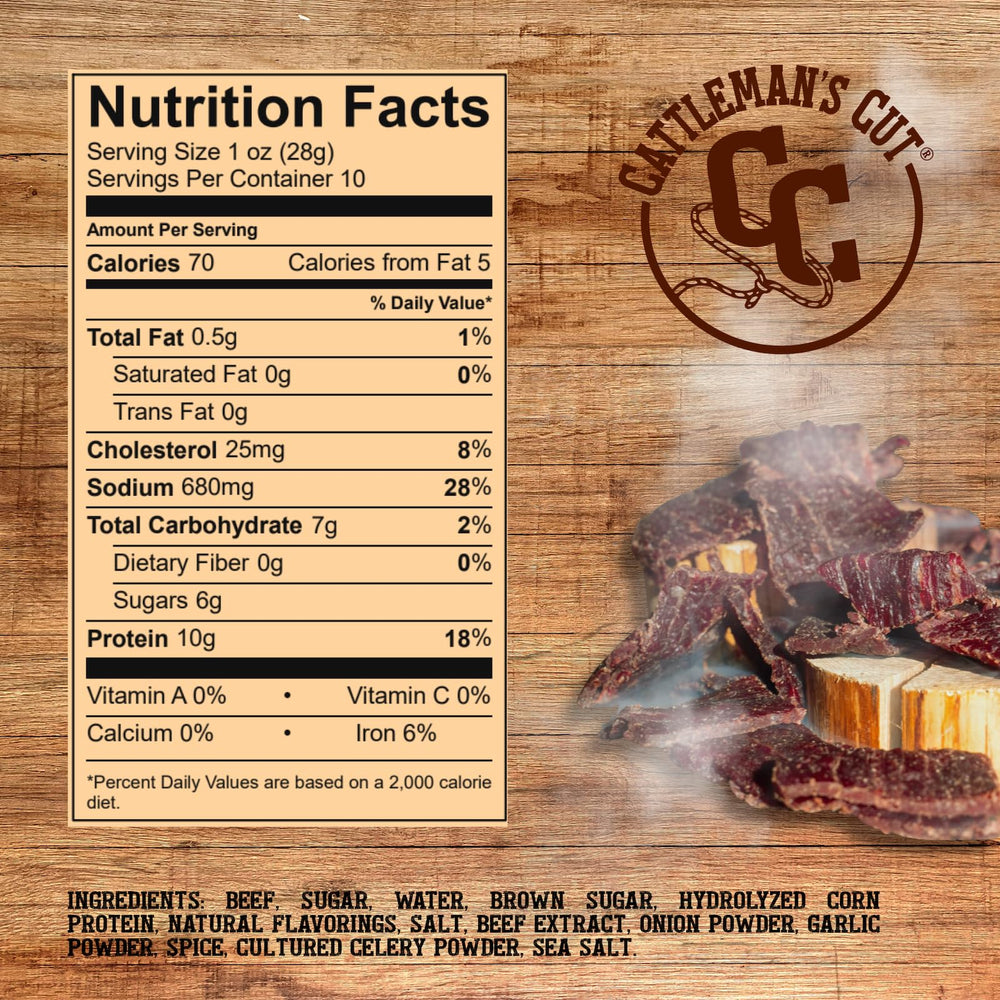 Cattleman's Cut ingredient label and nutrition facts displaying gluten-free benefit